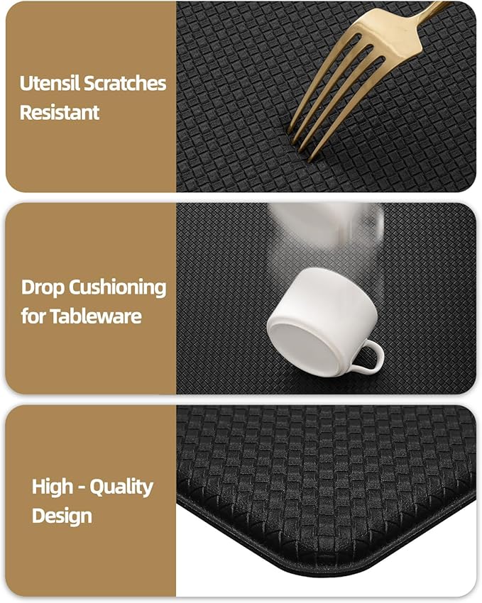 Color&Geometry Anti Fatigue Cushion Kitchen Mat for Floor -24"x59",Wide,Easy Clean, Water & Oil Proof, Anti Slip, Foam Rubber Runner Rug for Front Sink Comfort Standing,Black