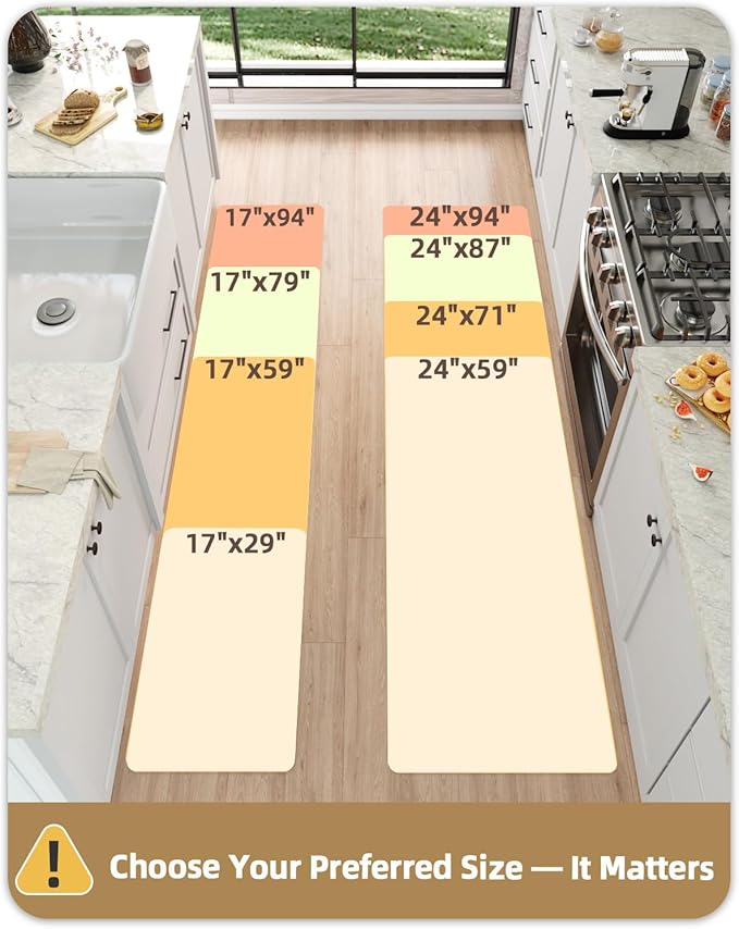 Color&Geometry Anti Fatigue Cushion Kitchen Mat for Floor -24"x59",Wide,Easy Clean, Water & Oil Proof, Anti Slip, Foam Rubber Runner Rug for Front Sink Comfort Standing,Black