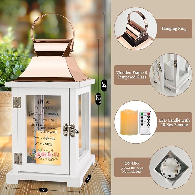 Memorial Lantern with Remote, Bereavement Sympathy Gifts for Loss of Loved One Memorial Gifts for Loss of Mother Remembrance Gifts Thoughtful Funeral Gifts
