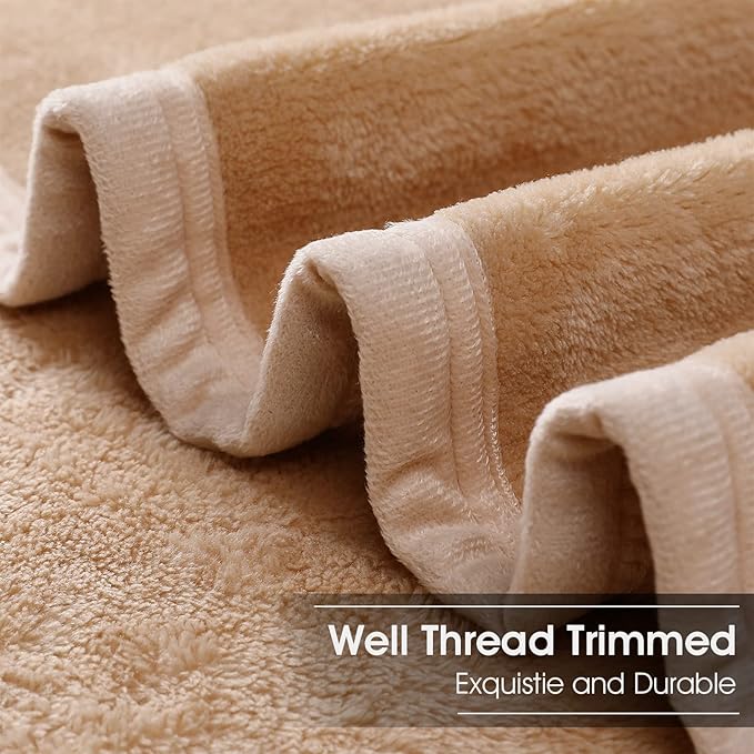 EASELAND Soft Blanket Warm Fuzzy Microplush Lightweight Thermal Fleece Blankets for Couch Bed Sofa,California King 102X108Inch,Camel
