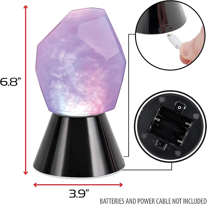 ENHANCE Tabletop Crystal Lamp - Portable Crystal Light with Swirling RGB Lighting Effect, Up to 40 Hours of Battery Life, USB Type-C Port - Perfect for Home Decor, Mood Lighting for Tabletop Games