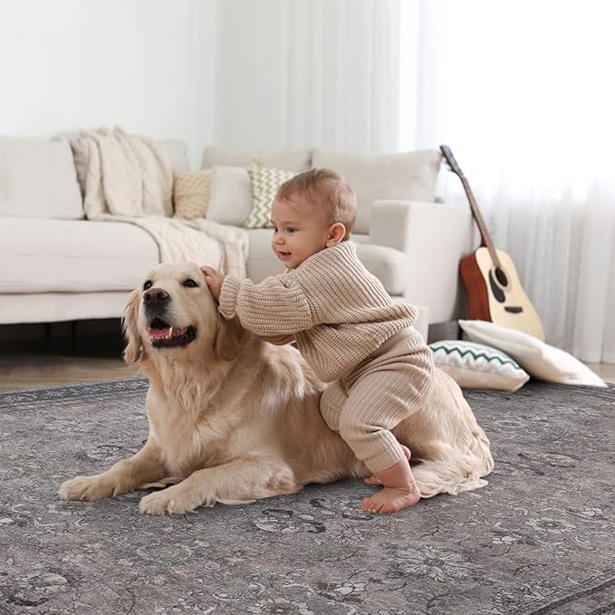 Vanmoos 2x3 Washable Area Rug – Soft, Non-Slip Entrance Rug, Durable Indoor Door mat, Floor Carpet for High-Traffic Areas, Entryway, Kitchen, and Bedside, Urban Luxe/Olive Brown