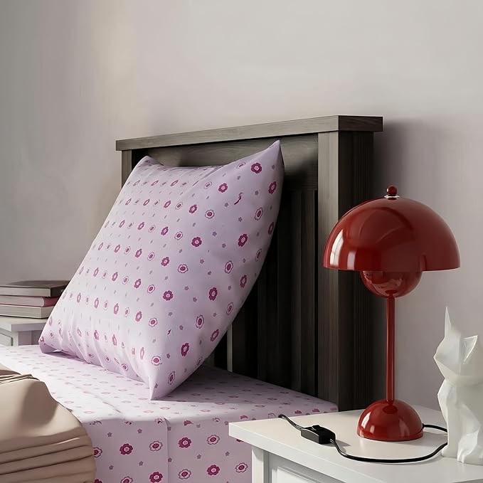 COSYLUX Modern Small Table Lamp for Bedroom, Cute Dome Shade Reflecting Light Reading Lamp for Living Room, Kid's Room, Study, Office, Beside Bedside Nightstand Desk Lamp(Dark Red/Burgundy)