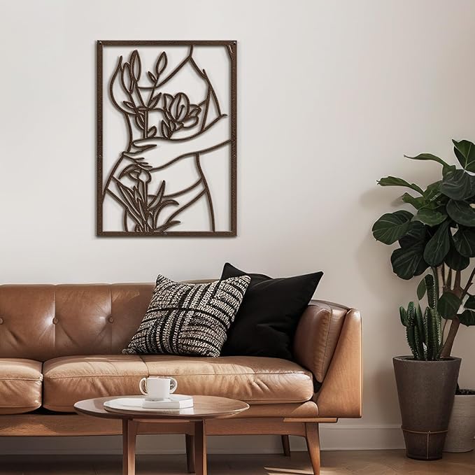 SIGNLEADER Metal Wall Art Decor Women Body Line Modern Abstract Wall Sculpture Hangings Home Decoration for Living Room, Bedroom, Bathroom, Kitchen, Outdoor - 18" Bronze