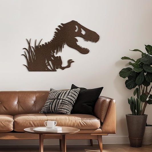 SIGNLEADER Metal Wall Art Decor T-Rex Breaking Out Minimalist Modern Abstract Wall Sculpture Hangings Home Decoration for Living Room, Bedroom, Bathroom, Kitchen, Outdoor - 18" Bronze