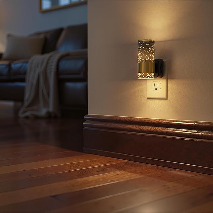 Briignite Night Light, Dimmable Night Lights Plug into Wall, LED Night Light with 0-100 LM Adjustable Brightness, 3000K Automatic Plug in Night Lights with Dusk to Dawn Sensor, for Bathroom Hallway