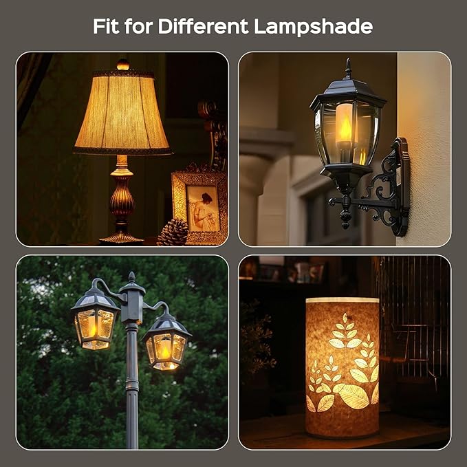 Hompavo Gen2 LED Flame Light Bulbs, Like Real Fire 4-Mode Flickering Light Bulbs with Upside Down Effect, E26 Flame Bulb for Halloween Christmas Party Patio Porch Home Indoor & Outdoor Decorations, 2