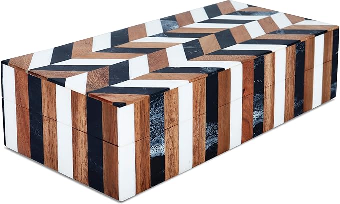 Handicrafts Home Decorative Storage Box 10x4.5 – Remote Control Holder, Jewelry Organizer, Modern Decorative Box with Lid, Boho Chic Home Décor Accent, Vintage Memory Box for Living Room Shelf Décor