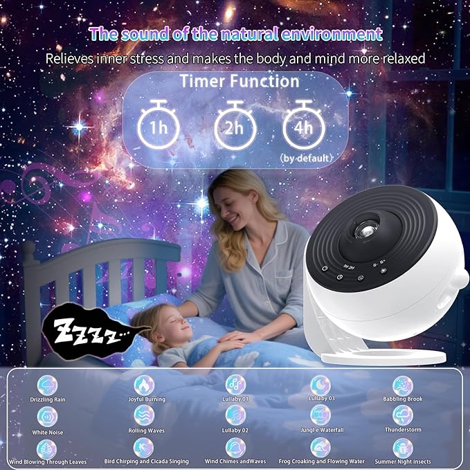 Galaxy Projector Pro Sound Machine, 13 in 1 Planetarium Projector Pro for Bedroom, Bluetooth Music & White Noise, Galaxy Star Night Light Projector for Kids Adults Room