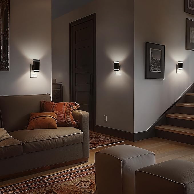 Briignite Red Motion Sensor Night Light, Dusk to Dawn Nightlights 2Pack, Dimmable Led Nightlight, Night-Light for Kids, 1W Night Lights Plug into Wall for Bedroom, Kid Room, Bathroom