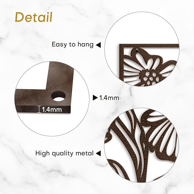 SIGNLEADER Metal Wall Art Decor Bronze Flower Minimalist Modern Abstract Wall Sculpture Hangings Home Decoration for Living Room, Bedroom, Bathroom, Kitchen, Outdoor - 18" Bronze