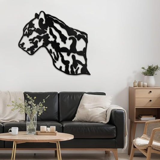 SIGNLEADER Metal Wall Art Decor Leopard Minimalist Modern Abstract Wall Sculpture Hangings Home Decoration for Living Room, Bedroom, Bathroom, Kitchen, Outdoor - 18" Black