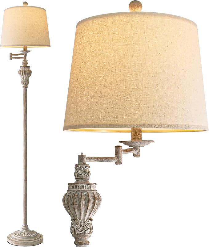 G-SAFAVA 61" Vintage Floor Lamp with 350° Adjustable Swing Arm, Tall lamp Standing Lamp for Bedroom Living Room Bedside Nightstand Retro Farmhouse Mid Century Lamp Light Home Décor Office Gifts
