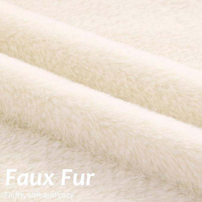 Pallene Faux Fur Plush Lumbar Throw Pillow Covers 12x20 Set of 2, Soft Fluffy Couch Pillow Covers for Living Room, Beige