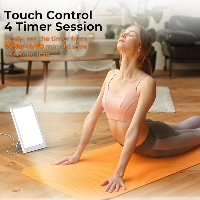 Fitfirst Light Lamp, 10000 Lux Sun Lamp, Gift for Women, 3 Color Temperature, 4 Brightness Levels, 15-60min Timer, Touch Control LED Lamp for Indoor/Office with Adapter