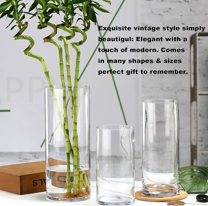 Cylinder Vase Bulk Clear Esmiome - Cylinder Vases for Centerpieces 4 Sets (16Pcs) Hurricane Floating Candle Holder, Glass Vases for Flowers, Decorative Centerpiece for Wedding, 4''+6''+8''+10''(High)
