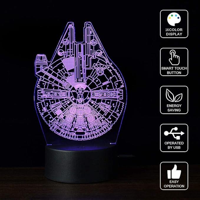 TITISKIN 3D Illusion LED Night Light,16 Colors Gradual Changing Touch Switch USB Table Lamp for Holiday Gifts or Home Decorations （3Pattern）