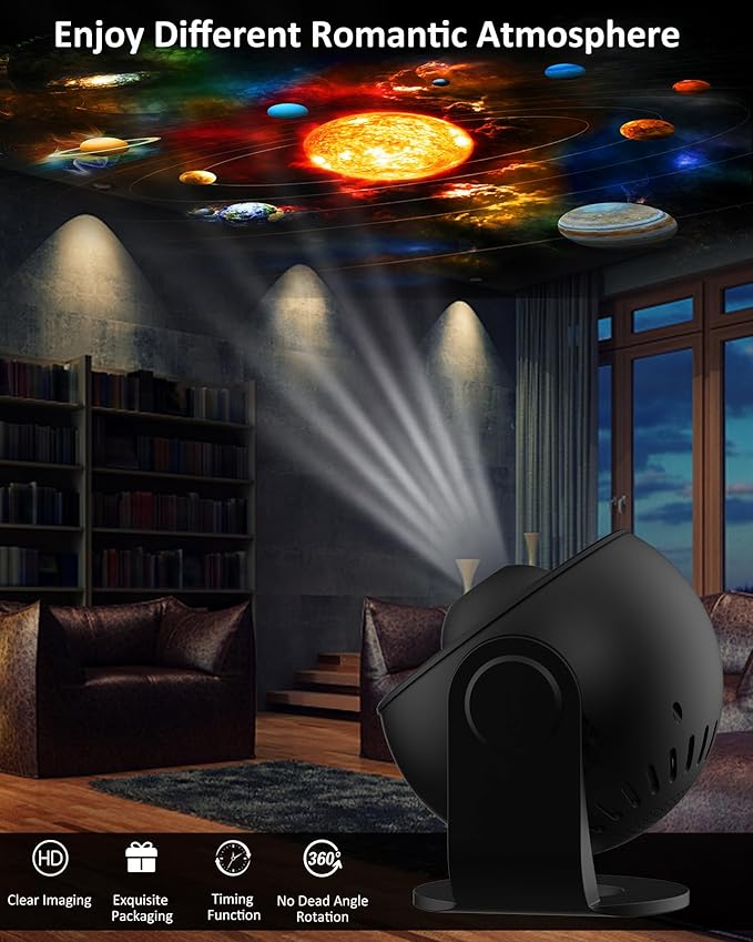Galaxy Projector,13 in 1 Planetarium Star Projector with Solar System & Constellation, 360° Rotating Nebula Projector Lamp,Starry Sky Night Light Projector for Kids,Home Theater, Ceiling, Room Decor