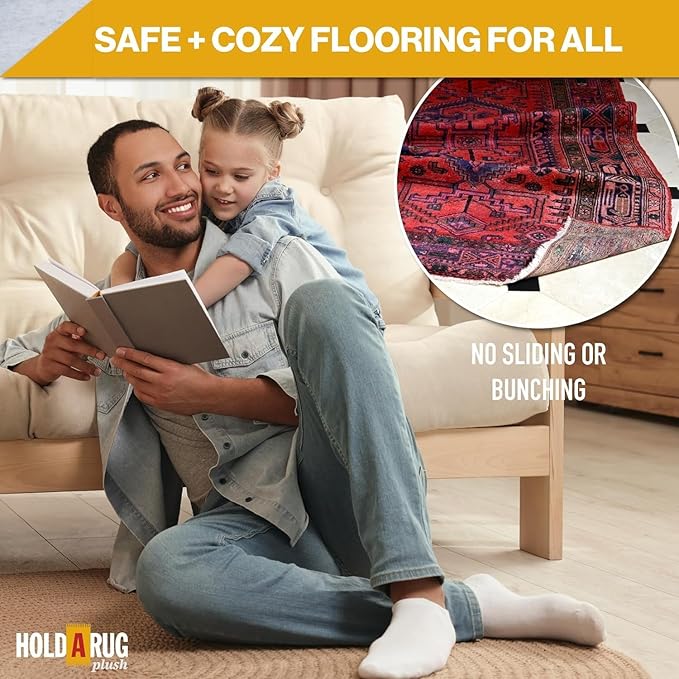 Hold-a-Rug Plush 2' x 11' Nonskid, Nonslip Rug Pad, Reversible Gripper, ¼ Thick, Safe for All Floors and Carpet, Keep Area Rugs Secure