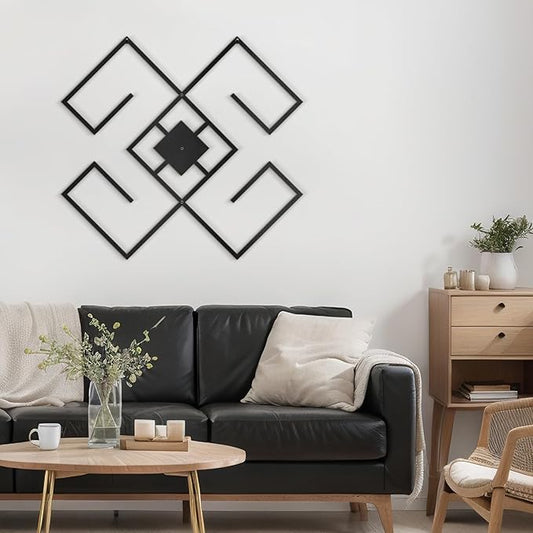 SIGNLEADER Metal Wall Decor Folk Symbol Minimalist Modern Luxury Wall Sculpture Hangings 3D Statue Home Decoration for Living Room, Bedroom, Bathroom, Kitchen, Fireplace, Office - 24" Black