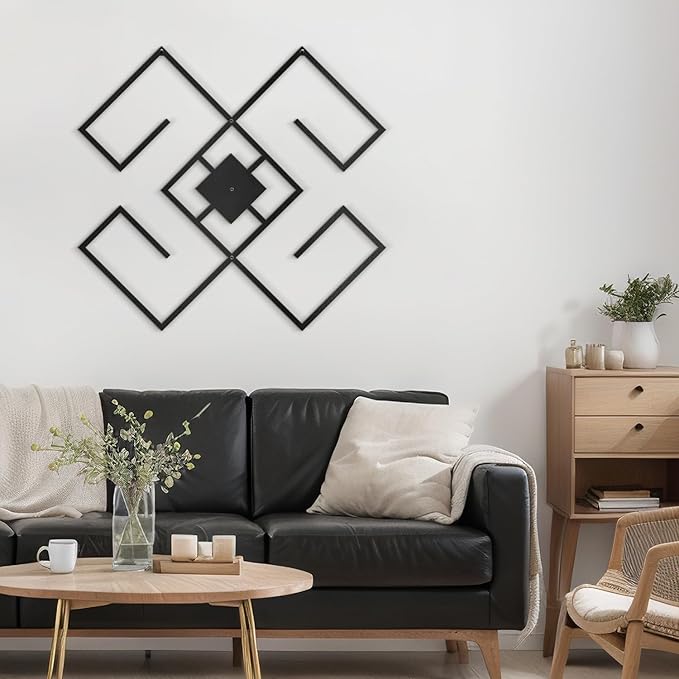 SIGNLEADER Metal Wall Decor Folk Symbol Minimalist Modern Luxury Wall Sculpture Hangings 3D Statue Home Decoration for Living Room, Bedroom, Bathroom, Kitchen, Fireplace, Office - 18" Black