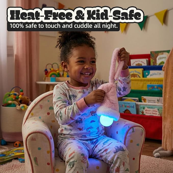 Aesthetic Plush LED Night Light, 1200mAh Rechargeable Mood Lamp, 3 Color Temperatures (Warm/Nature/Cool), 150 Lumens Dimmable Nursery Light with Remote, 1-4H Timer, Bedside Decor, Pink