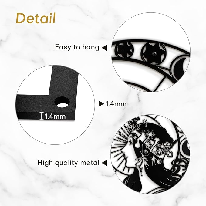 SIGNLEADER Metal Wall Art Decor Woman Wearing Crown Modern Abstract Wall Sculpture Hangings Home Decoration for Living Room, Bedroom, Bathroom, Kitchen, Outdoor - 18" Black