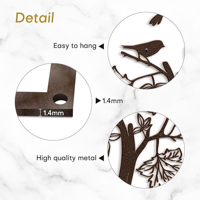 SIGNLEADER Metal Wall Art Decor Bird Standing on Tree Minimalist Modern Abstract Wall Sculpture Hangings Home Decoration for Living Room, Bedroom, Bathroom, Kitchen, Outdoor - 18" Bronze