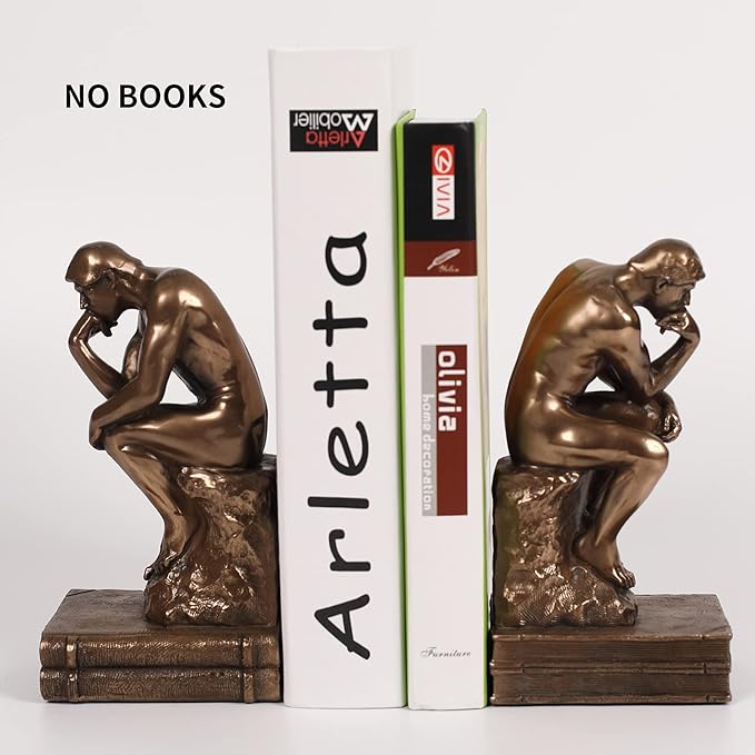 Magicsculp-The Thinker Statue Bookends in Premium Cold Cast Bronze- 7.48-Inch Museum Grade Collectible Figurine (Small-Bookends)
