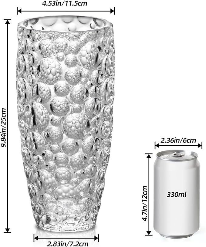 KAMMAK Glass Vase, Large Modern Cylinder Flower Vase for Home Decor, Wedding Centerpiece, Christmas or Birthday Gift for Mom, Entryway, Housewarming, Table, Office Desk, Farmhouse (White Polka Dot)