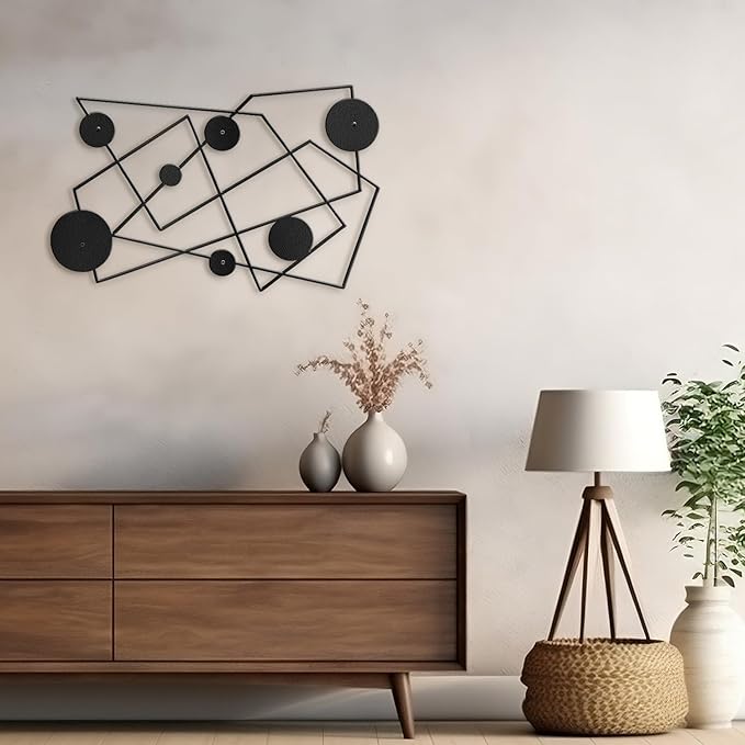 SIGNLEADER Metal Wall Decor Picasso Lines Geometric Minimalist Modern Luxury Wall Sculpture Hangings 3D Statue Home Decoration for Living Room, Bedroom, Bathroom, Kitchen, Fireplace, Office - 24" Black