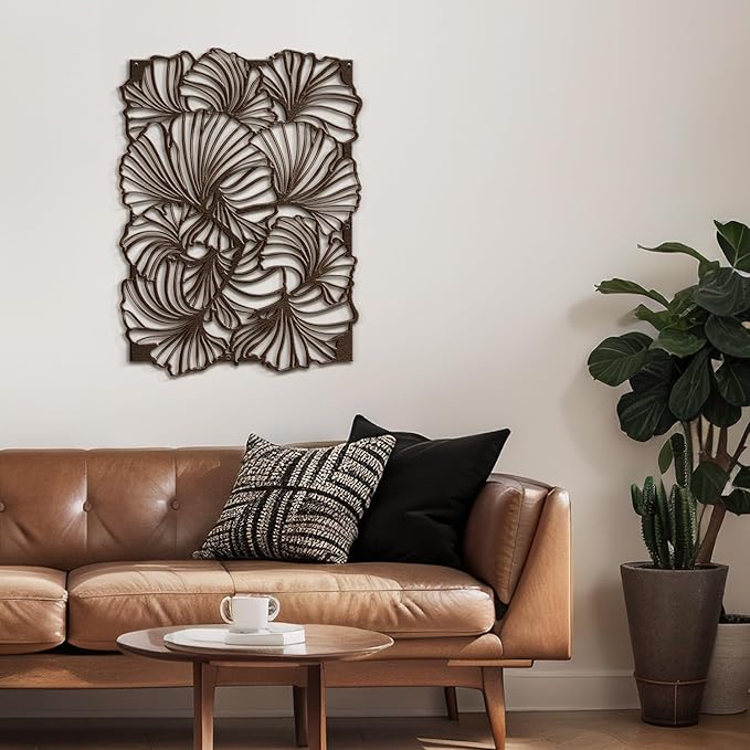 SIGNLEADER Metal Wall Art Decor Tulip Flower Minimalist Modern Abstract Wall Sculpture Hangings Home Decoration for Living Room, Bedroom, Bathroom, Kitchen, Outdoor - 18" Bronze