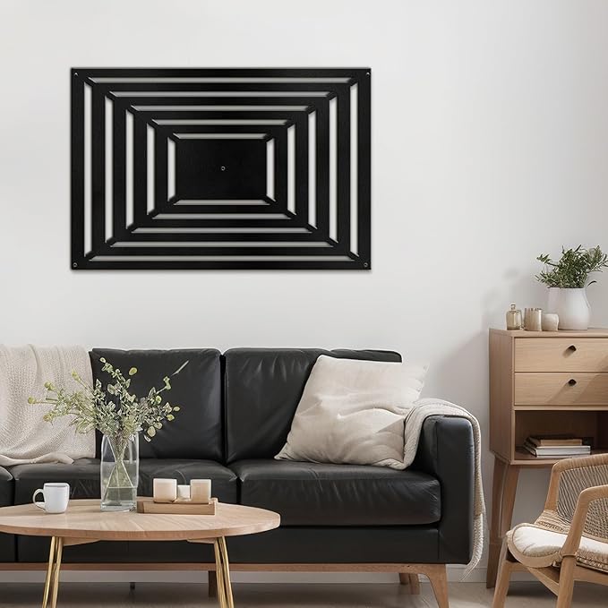 SIGNLEADER Metal Wall Decor Rectangles Gradient Minimalist Modern Luxury Wall Sculpture Hangings 3D Statue Home Decoration for Living Room, Bedroom, Bathroom, Kitchen, Fireplace, Office - 24" Black