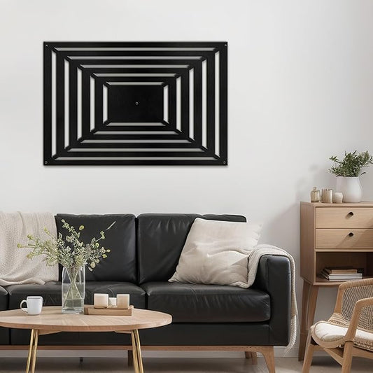 SIGNLEADER Metal Wall Decor Rectangles Gradient Minimalist Modern Luxury Wall Sculpture Hangings 3D Statue Home Decoration for Living Room, Bedroom, Bathroom, Kitchen, Fireplace, Office - 18" Black