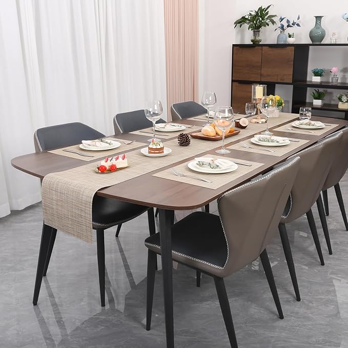 Myir JUN Placemats Set of 4, Vinyl Woven Placemats Place Mats Indoor Set of 4 Washable Table Mats Non-Slip Place mats for Dining Table (Beige, Set of 4)