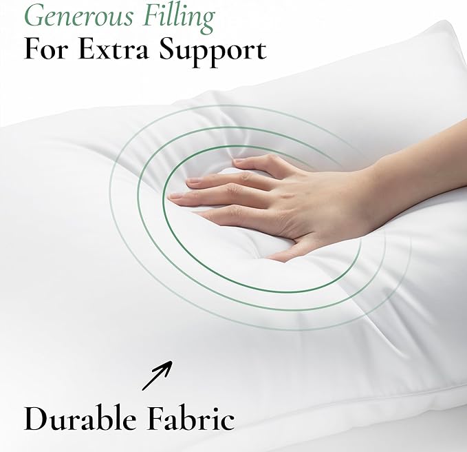 Fern and Willow Queen Size Bed Pillows - Set of 2, 28"x20" - Luxurious Ultra-Soft Cooling Pillow - Hotel Quality, Down Alternative Fill - Ideal Gift for Side, Back & Stomach Sleepers