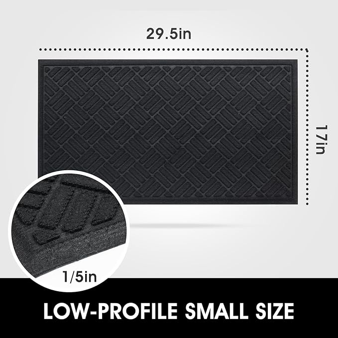 MATALL Front Door Mat 2 Pack Indoor and Outdoor Welcome Mat, Absorbent and Drain Away Water Heavy Duty Entryway Doormat for Front Back Doors, Laundry Rooms, Mudrooms and More, 29.5x17.5IN(Black)