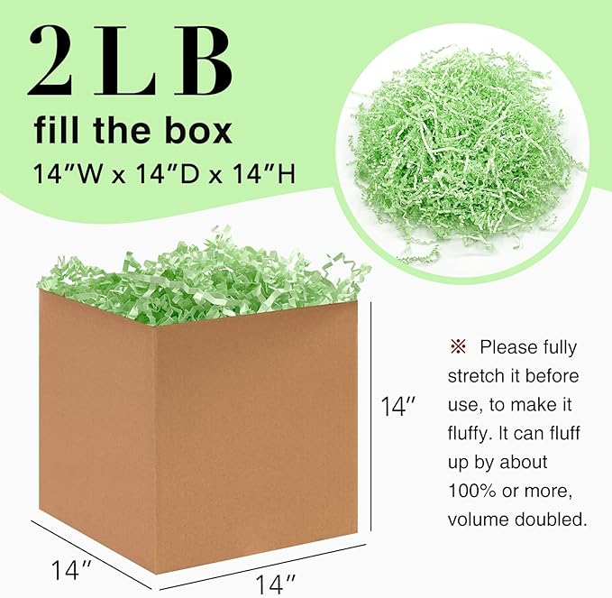 2LB Crinkle Cut Paper Shred Filler for Bag Gift Box Basket Easter Grass Decorations(Light Blue)