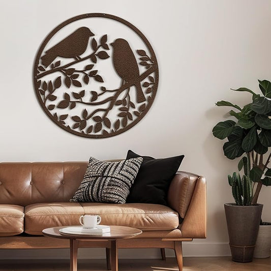 SIGNLEADER Metal Wall Art Decor Two Birds in Branches Minimalist Modern Abstract Wall Sculpture Hangings Home Decoration for Living Room, Bedroom, Bathroom, Kitchen, Outdoor - 18" Bronze