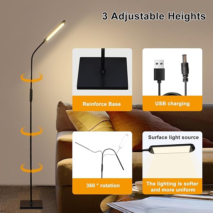 ZGWAUYYDS LED Floor Lamp for Living Room Lash Light for Eyelash Extensions Lash Lamp Stepless Adjustable 3000k-6000k Colors & Brightness Standing