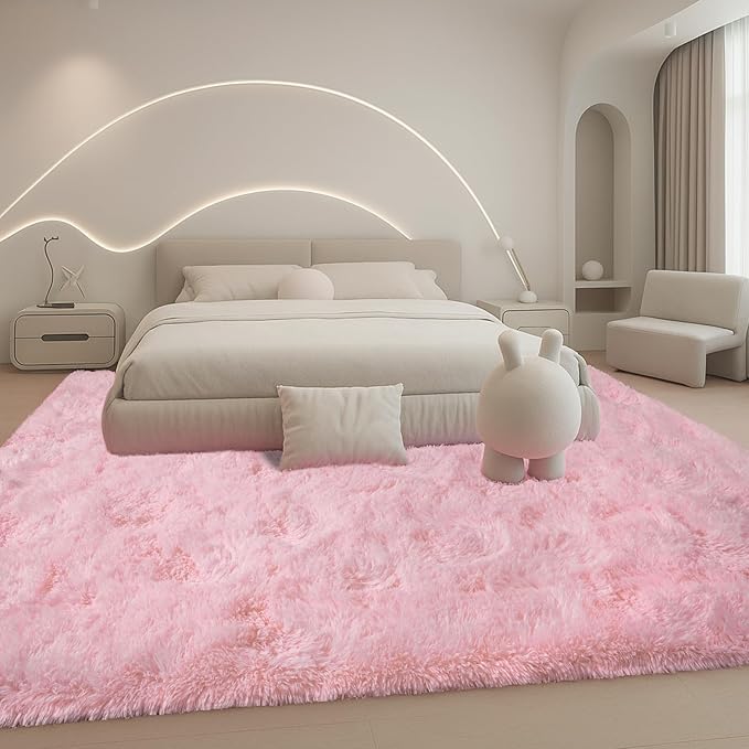 Mtandyx Large 9x12 Area Rug for Living Room, Soft Shag Rugs for Bedroom, Non-Slip Ultra Fluffy Rug,Modern Plush Carpet for Girls Boys Kids Room Dorm,Fuzzy Rug for Home Decor Aesthetic,Pink