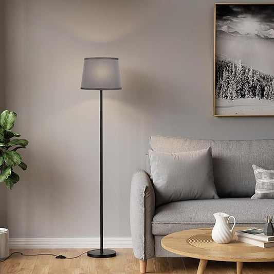 Raexpectis 【Upgraded Floor Lamps for Living Room, Modern Floor Lamp with Remote Control, Dimmable Colors Temperature Standing Lamp Foot Switch, 9W Bulb Tall Lamps for Bedroom Office Kid Room - Grey