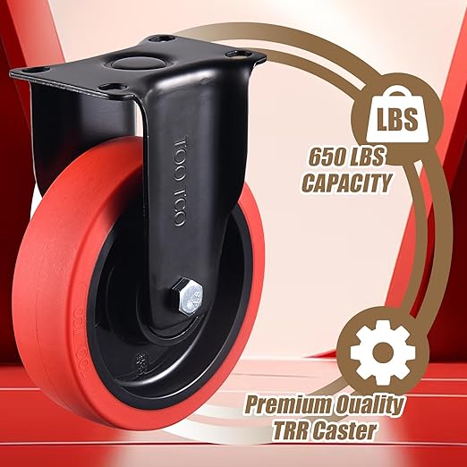 5 Inch Heavy Duty Caster Wheels Set of 4 (2 Swivel & 2 Fixed), 3000 LBS Capacity, Premium Rubber Casters, Silent Rolling for Workbench, Cart, Trolley, Dolly, Industrial-Grade Casters