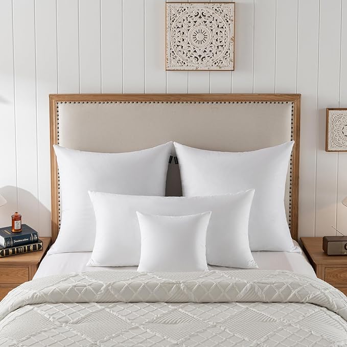 basic home Euro Pillow Inserts 30x30 inchs - Feather and Down Fill - Cotton Fabric - Set of 2 Throw Pillow Insert
