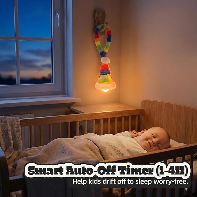 Aesthetic Plush LED Night Light, 1200mAh Rechargeable Mood Lamp, 3 Color Temperatures (Warm/Nature/Cool), 150 Lumens Dimmable Nursery Light with Remote, 1-4H Timer, Bedside Decor, Colorful
