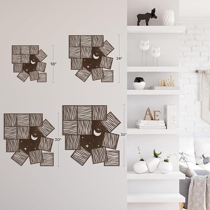 SIGNLEADER Metal Wall Art Decor Moon and Line Art Modern Abstract Wall Sculpture Hangings Home Decoration for Living Room, Bedroom, Bathroom, Kitchen, Outdoor - 18" Bronze