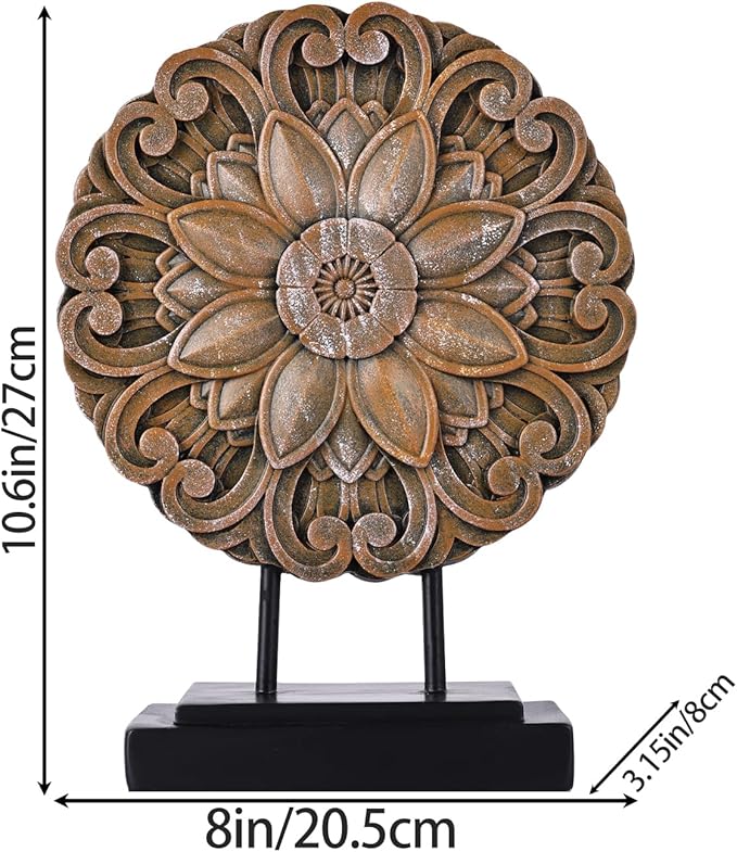 Wood-Colored Circular Petal Sculpture for Cabinet top Decoration, Modern Living Room Coffee Table Decoration, Office Bookshelves, Dining Table Centers, entryway entrances, and Coffee Table Tops.