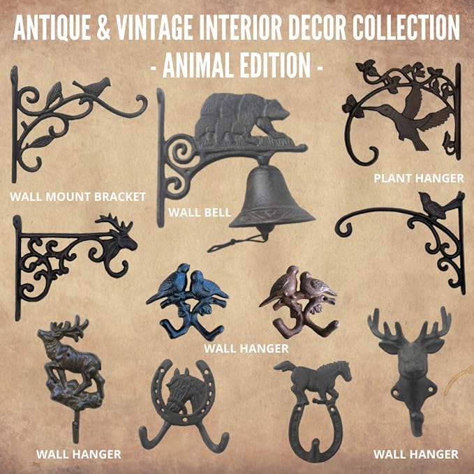 Comfy Hour Antique and Vintage Animal Collection Cast Iron Deer Single Key Coat Hook Rack Wall Hanger, Heavy Duty Recycled Gift Idea