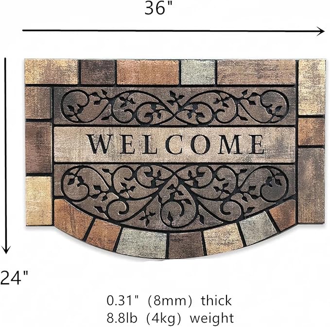 Entrance Floor Mat Indoor Outdoor Doormat, Door Rugs for Entryway, Front Entrance Welcome Mat, Semicircle Door Mat,Machine Washable Low-Profile for Entrances, Garages, Patios, High Traffic Areas
