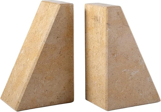 Koville Marble Bookends for Shelves, Large Bookends for Heavy Books, Non-Slip Heavy Duty Book Stopper for CD/Movies, Aesthetic Decorative Bookends for Shelves Table Home Decor(Brown)
